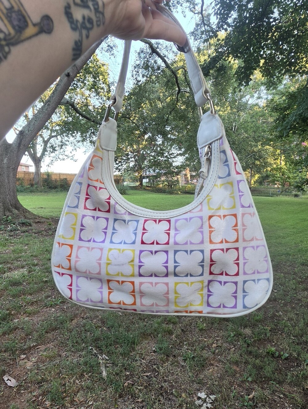 Liz Claiborne New York Clover Hobo Shoulder Bag Multicolor Y2K Purse